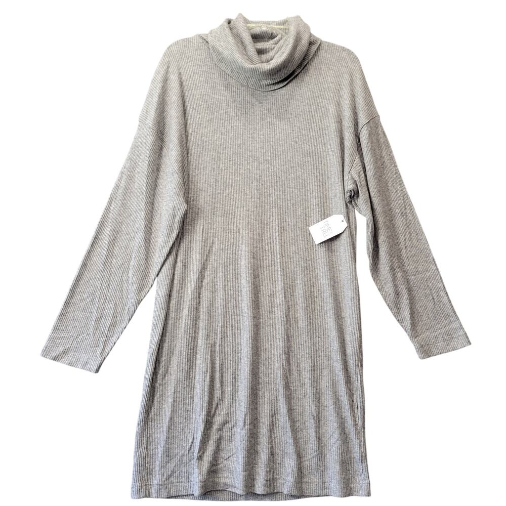 Time Tru Gray Midi Dress NEW Cowl Neck Ribbed Long Sleeves Women Size XL Juniors